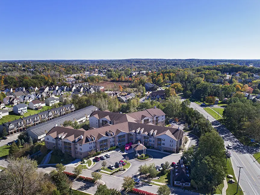 Bird's eye view of American House Milford, a senior living community in Milford, Michigan