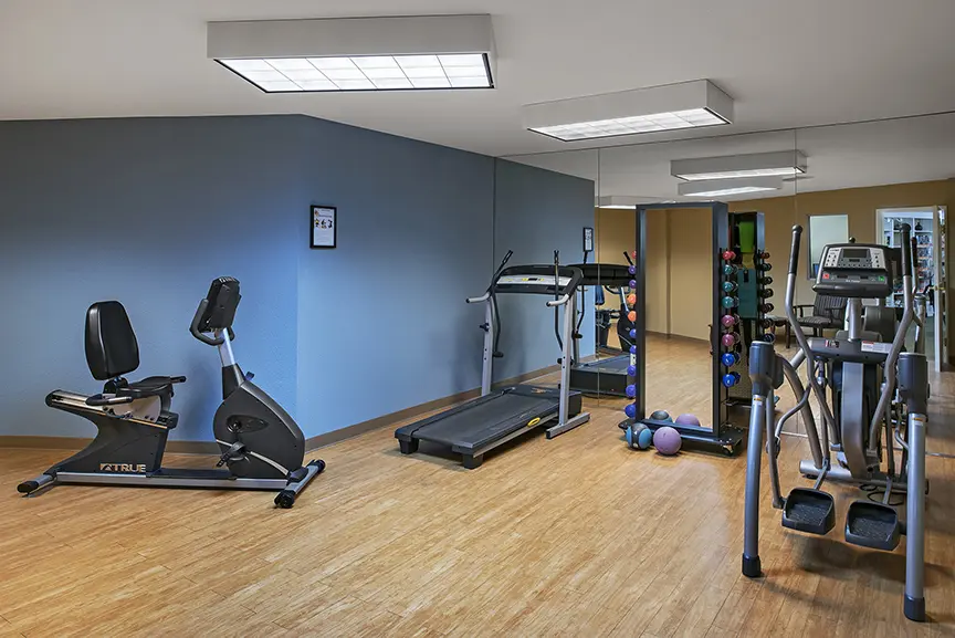 Fitness room and gym at American House Milford, a senior living community in Milford, Michigan
