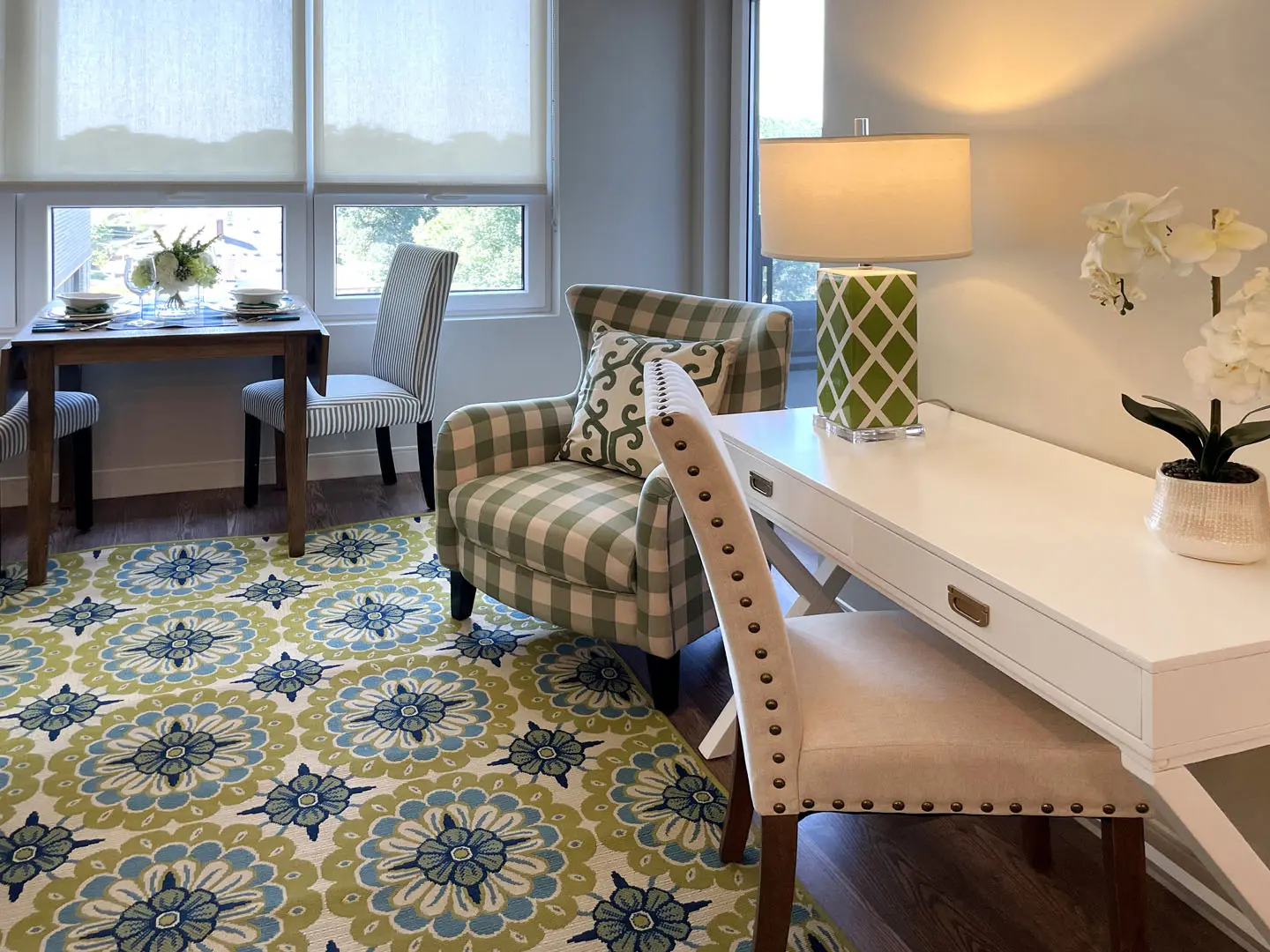 Model apartment dinette at American House Oak Park, a luxury senior living community in Oak Park, Illinois