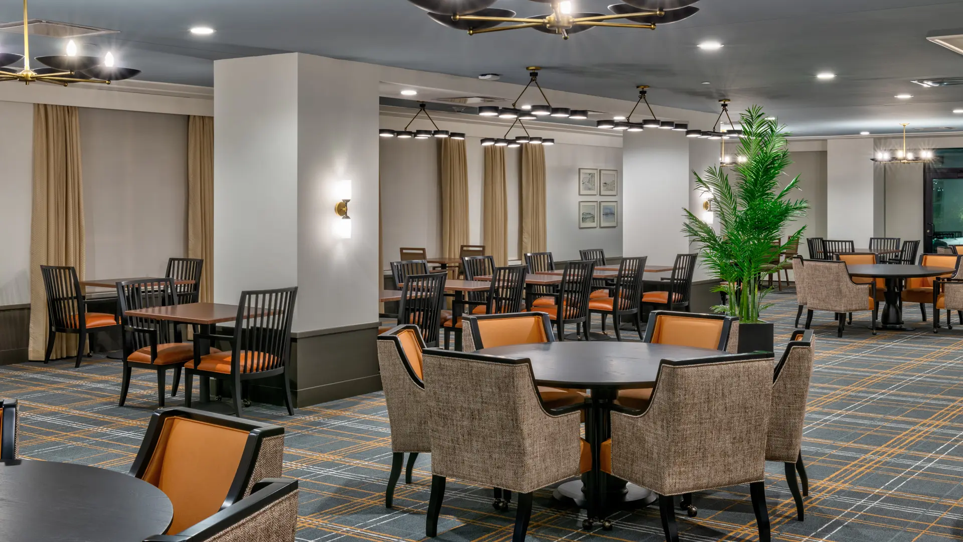 Dining room at American House Oak Park, a luxury retirement home in Oak Park, Illinois