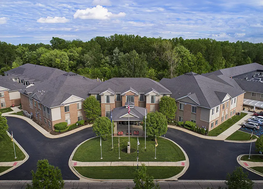 Exterior view of American House Park Place, an assisted living facility in Macomb County, Michigan