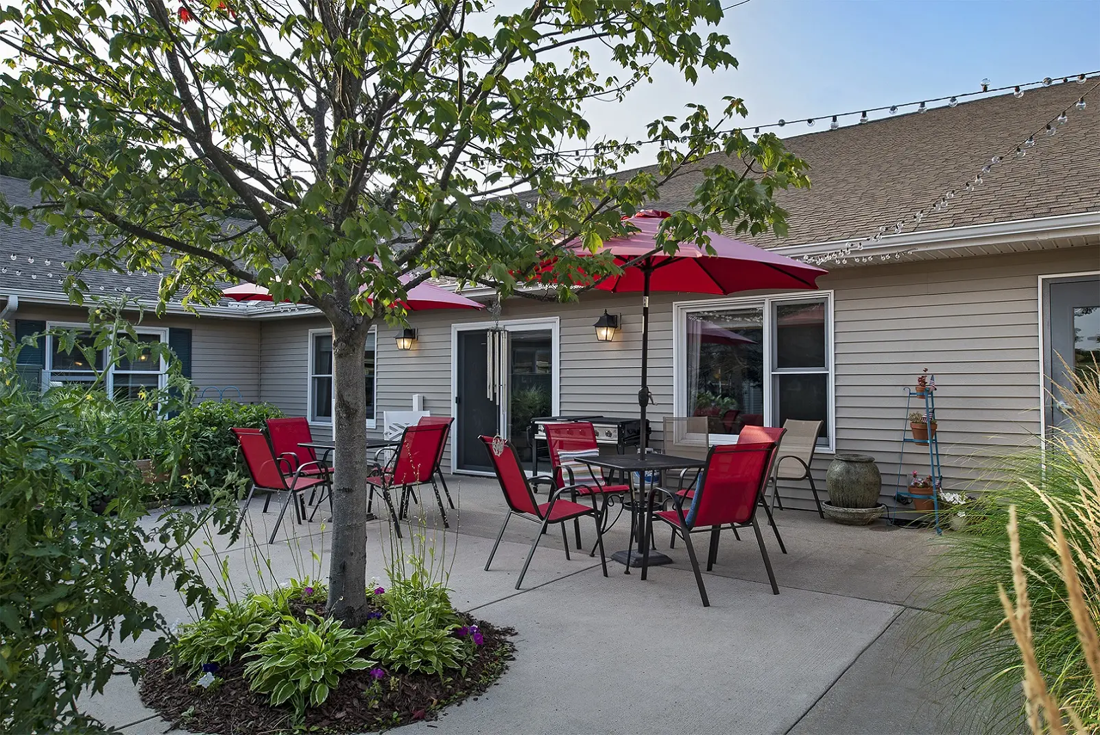 Patio and outdoor griddle at American House Petoskey, a retirement community in Petoskey, Michigan