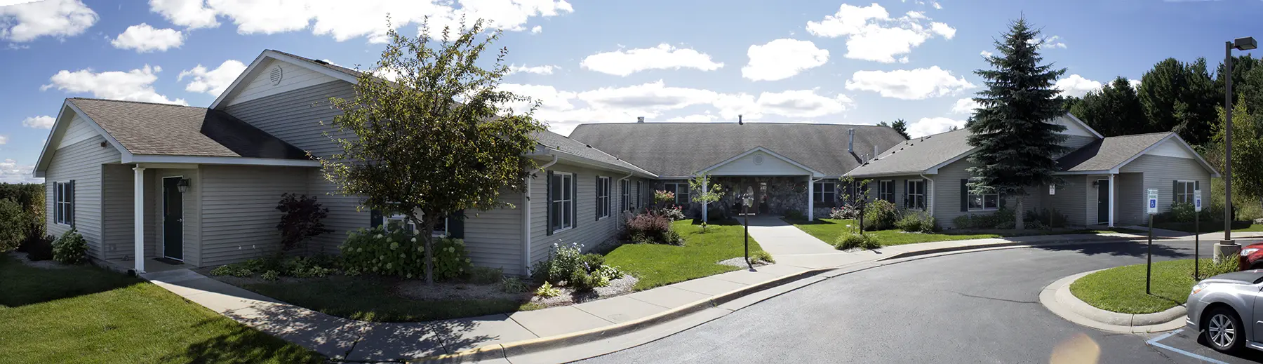 Outdoor shot of American House Petoskey, a retirement community in Petoskey, Michigan