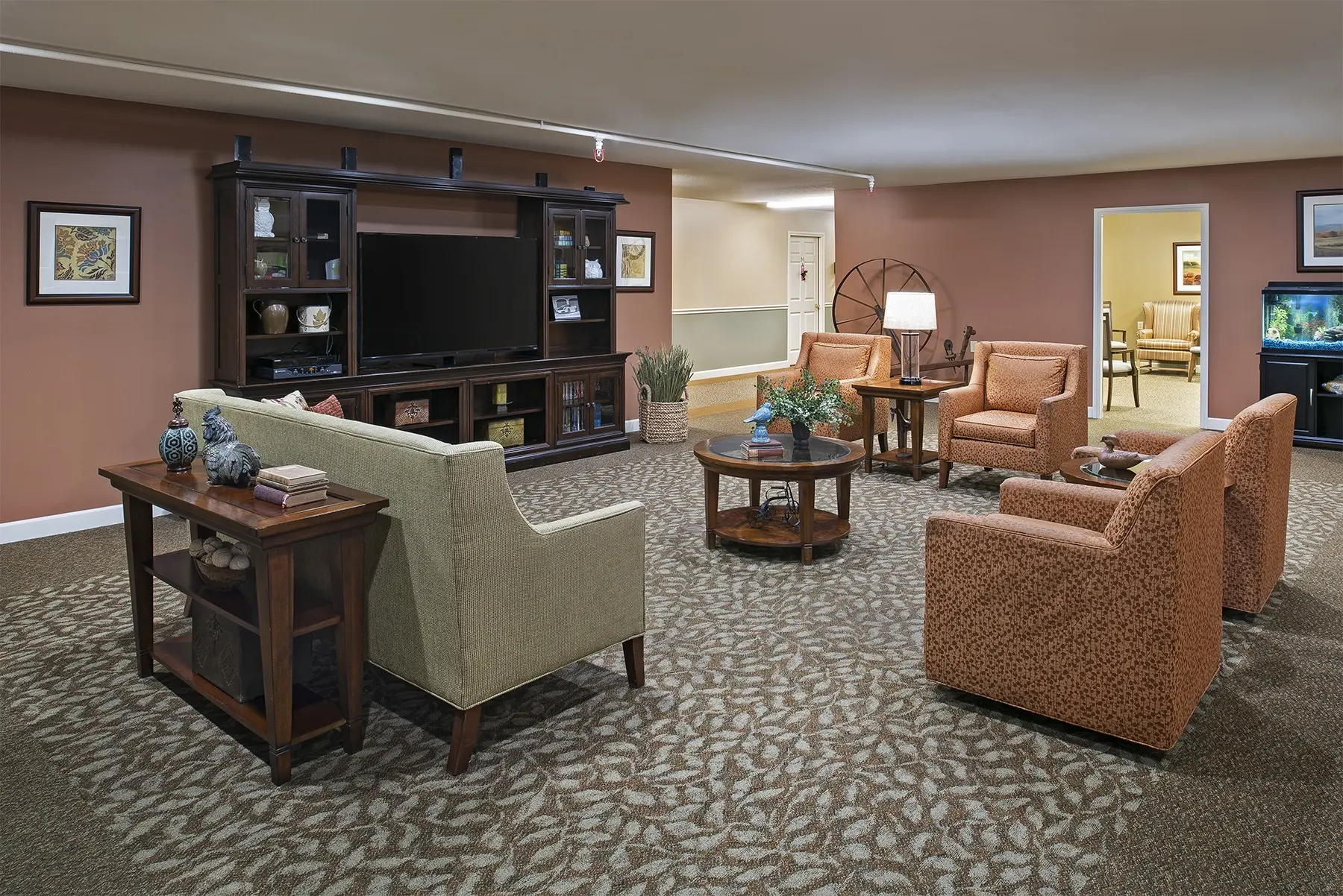 TV lounge at American House Petoskey, an assisted living facility in Petoskey, Michigan