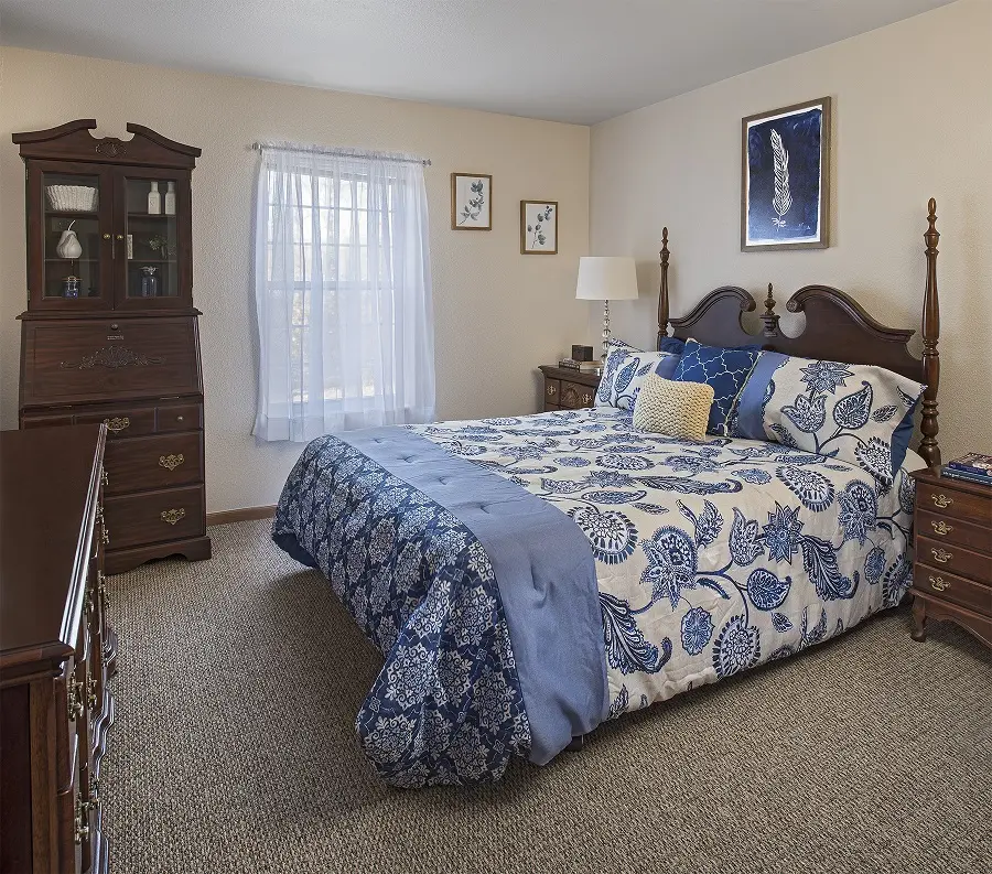 Bedroom at American House Riverview, a retirement community in Riverview, Michigan