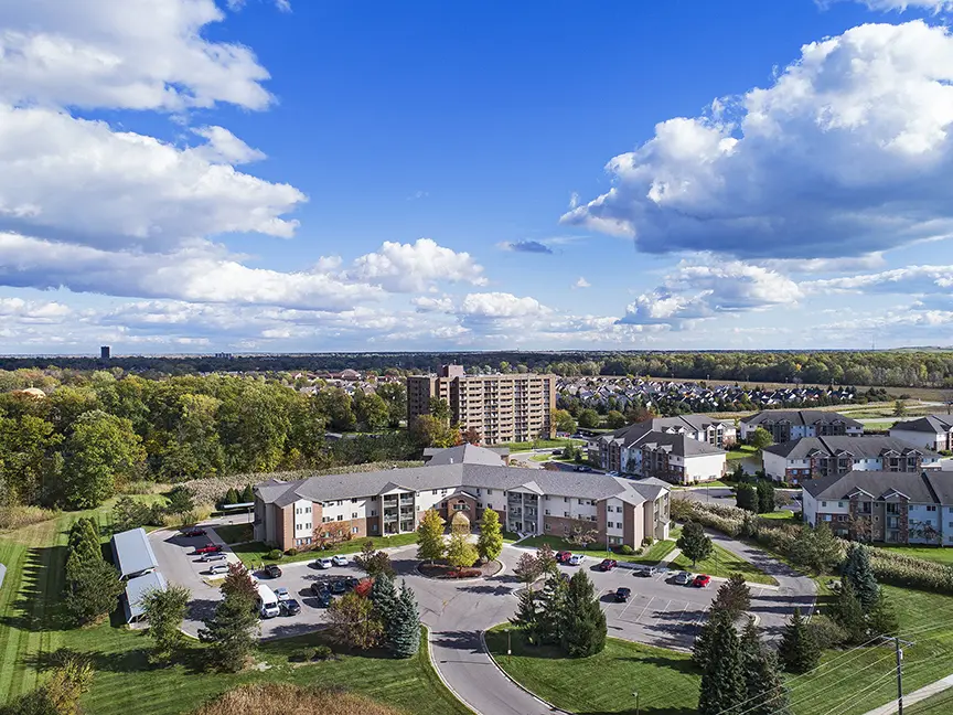 Bird's eye view of American House Southgate, a senior community in Southgate, MI