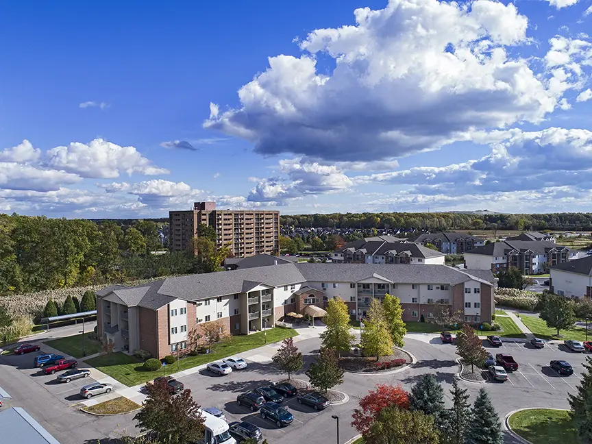 Bird's eye view of American House Southgate, an assisted living facility in Southgate, MI