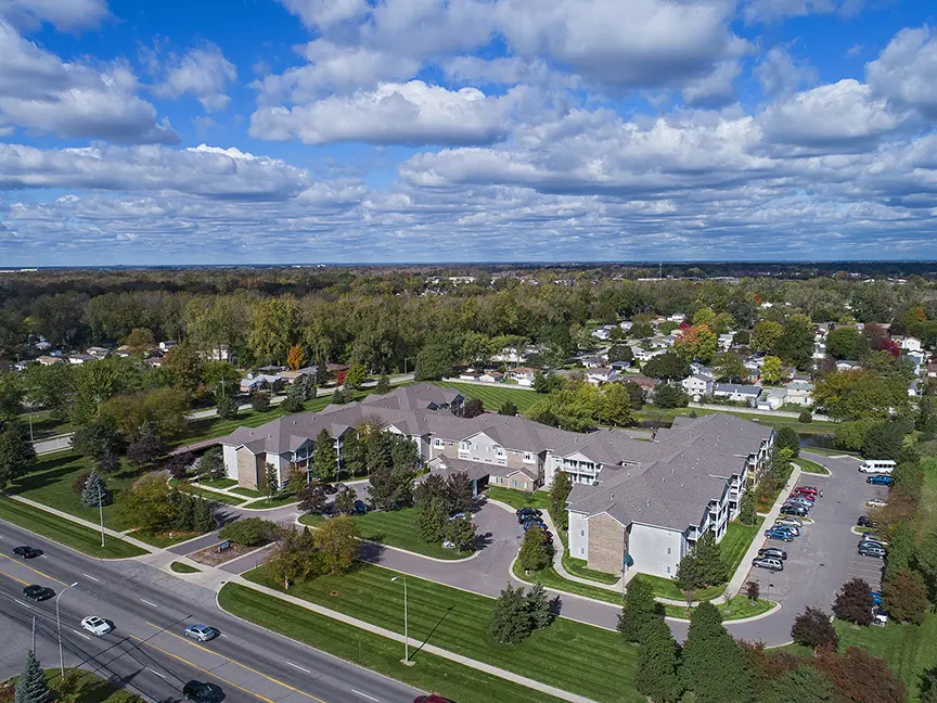 Aerial view of American House Senior Living, in Taylor, MI.