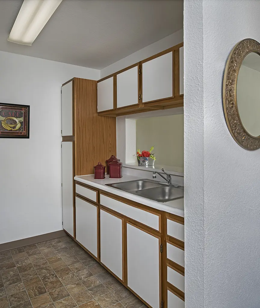 Kitchen in an apartment at American House Senior Living, in Taylor, MI.