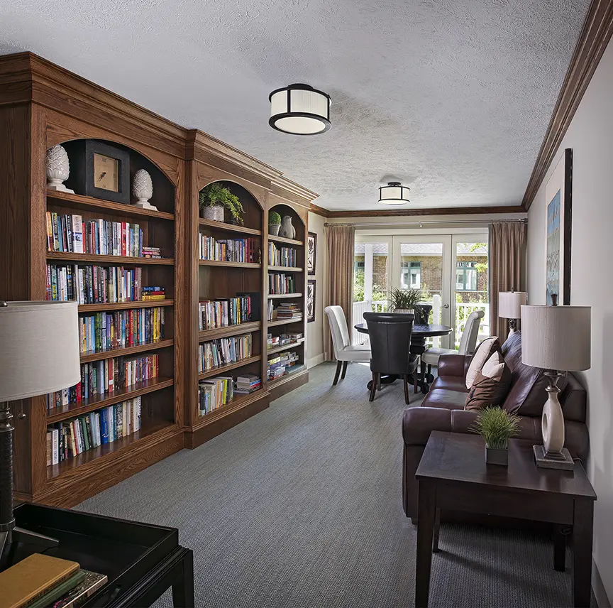 Library at American House assisted living facility in Spring Lake, MI
