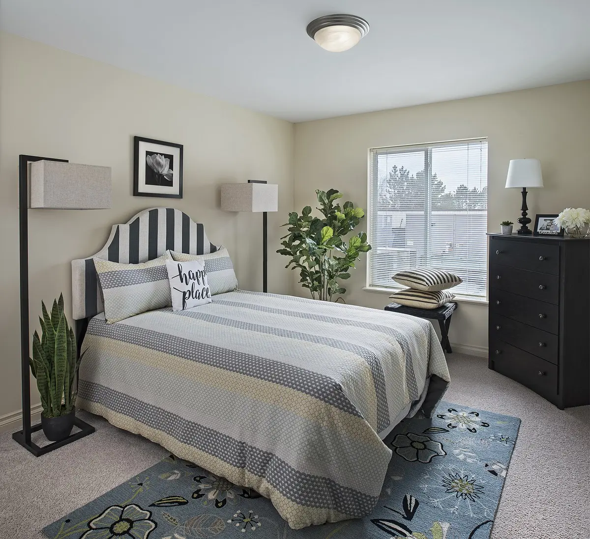 Bedroom in apartment in retirement community in North Sterling Heights, MI