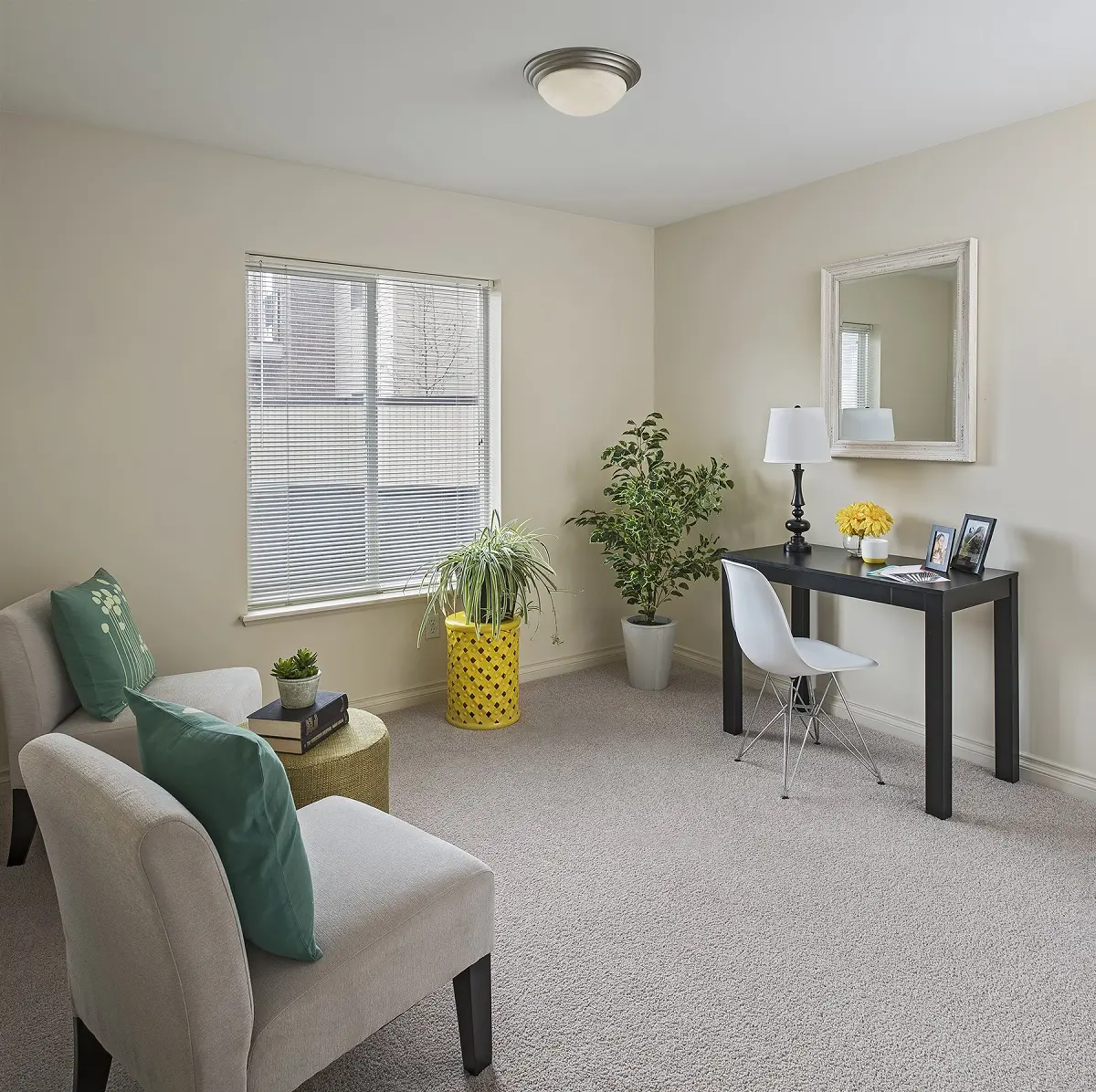 Reading nook in apartment American House elder home in North Sterling Heights, MI