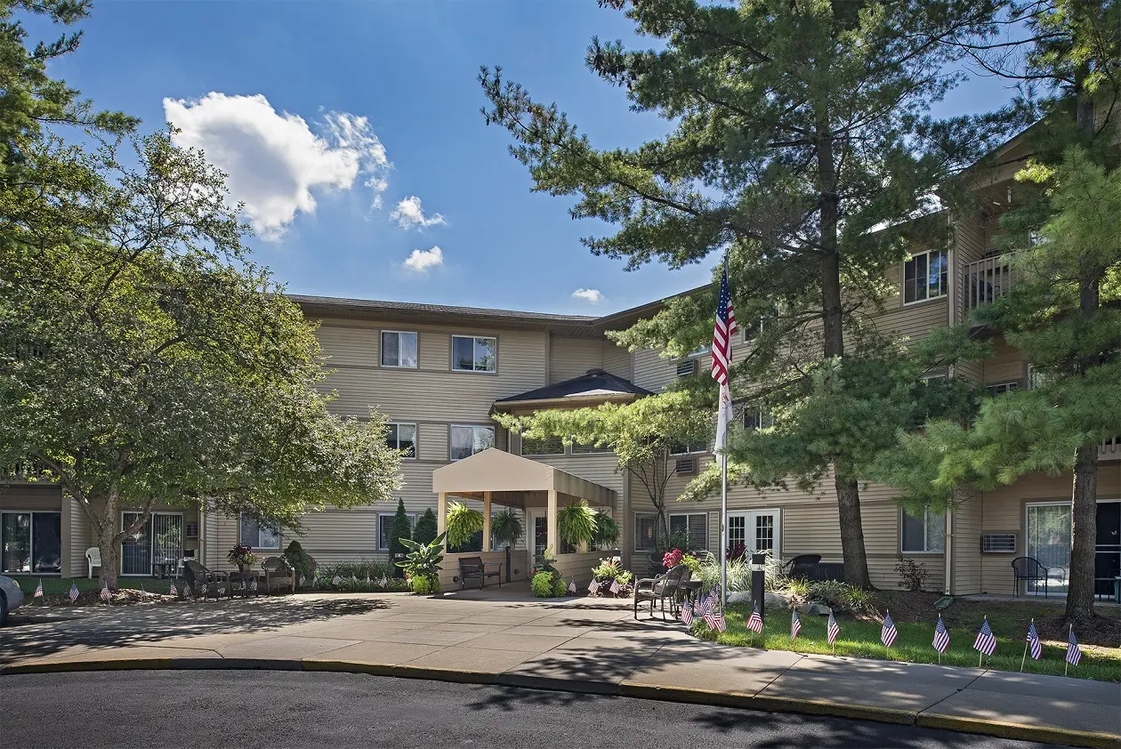 Exterior entryway into American House Independent Living community in Westland, MI