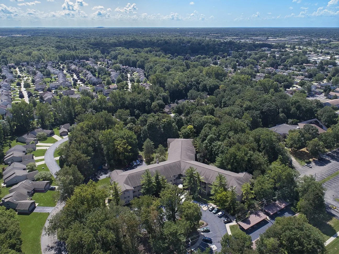 Aerial photo of American House Senior Living Westland Joy in Northwest Westland, MI