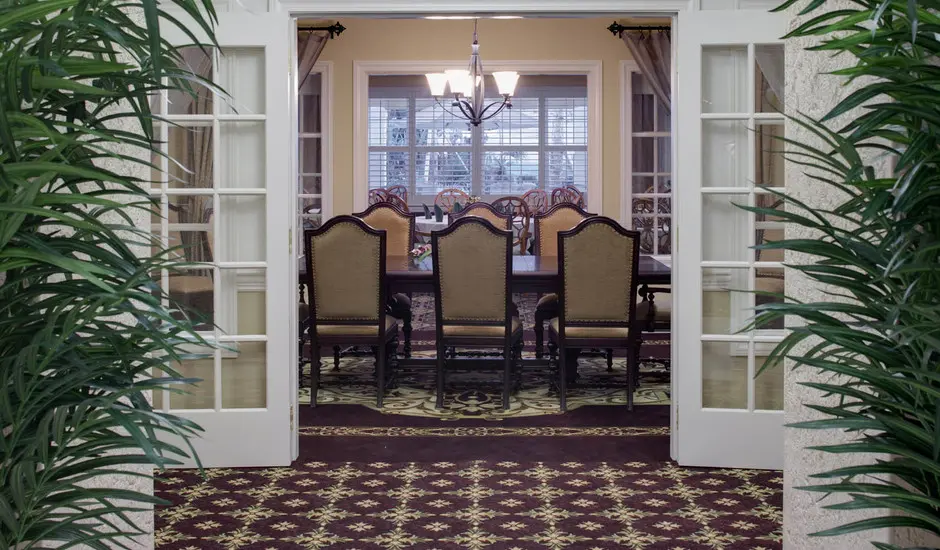 Private dining area for events in a senior housing apartment building in Zephyrhills, FL