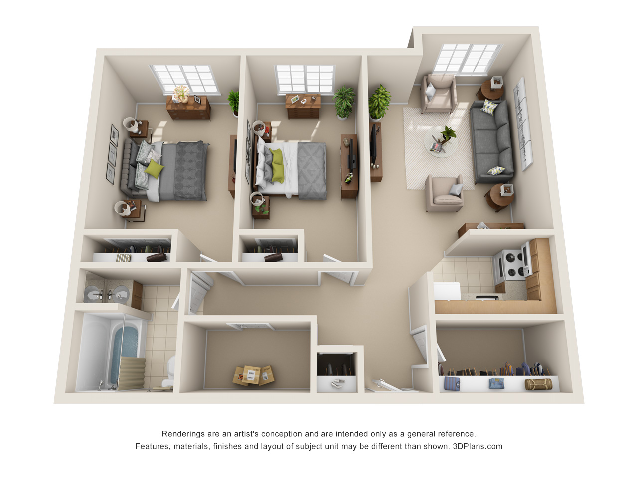 2 bedroom one bathroom floor plan for independent living in roseville michigan