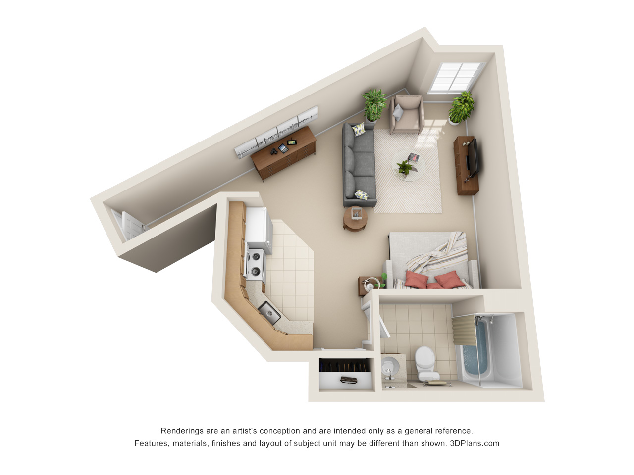 Independent Living efficiency studio apartment at American House East I in Roseville Michigan