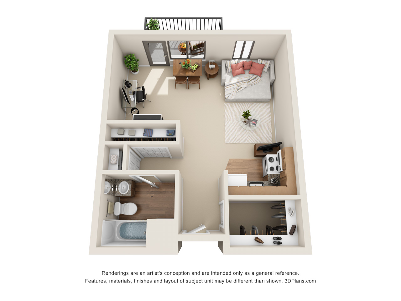 Floorplan for studio independent living apartment in roseville michigan