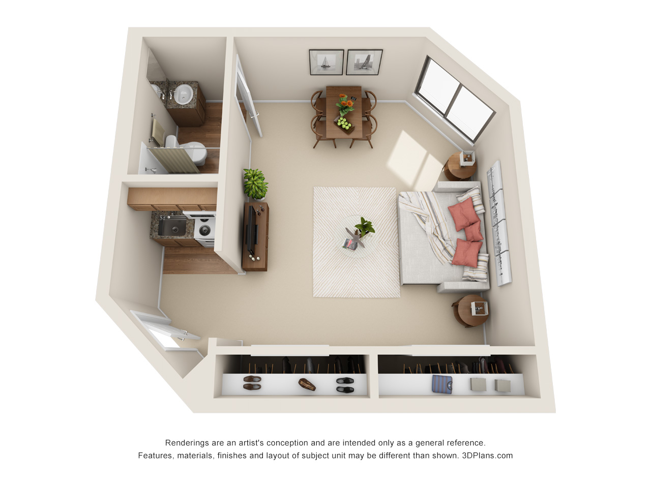 floorplan for 415 sq ft independent living apartment in roseville michigan