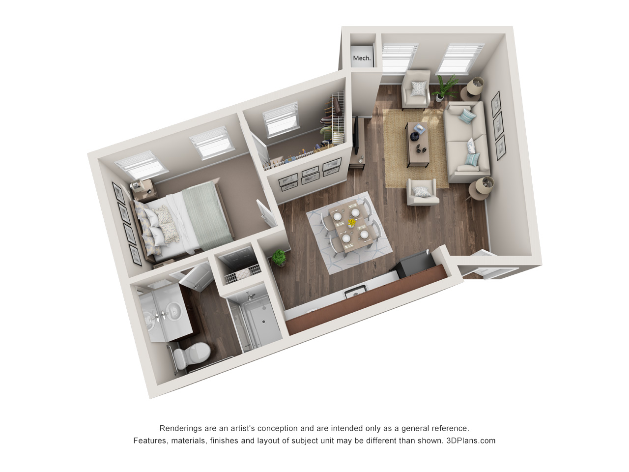 Assisted Living 580 sq ft 1BR floor plan at American House Ft. Myers