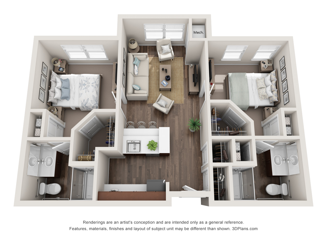 Assisted Living 840 sq ft 2BR floor plan at American House Ft. Myers