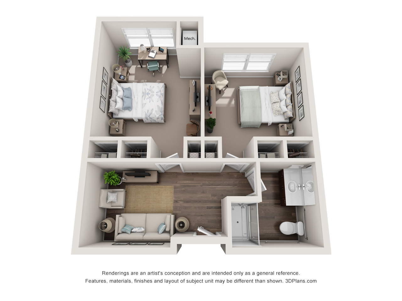 Memory care 2BR companion floor plan at American House Ft. Myers