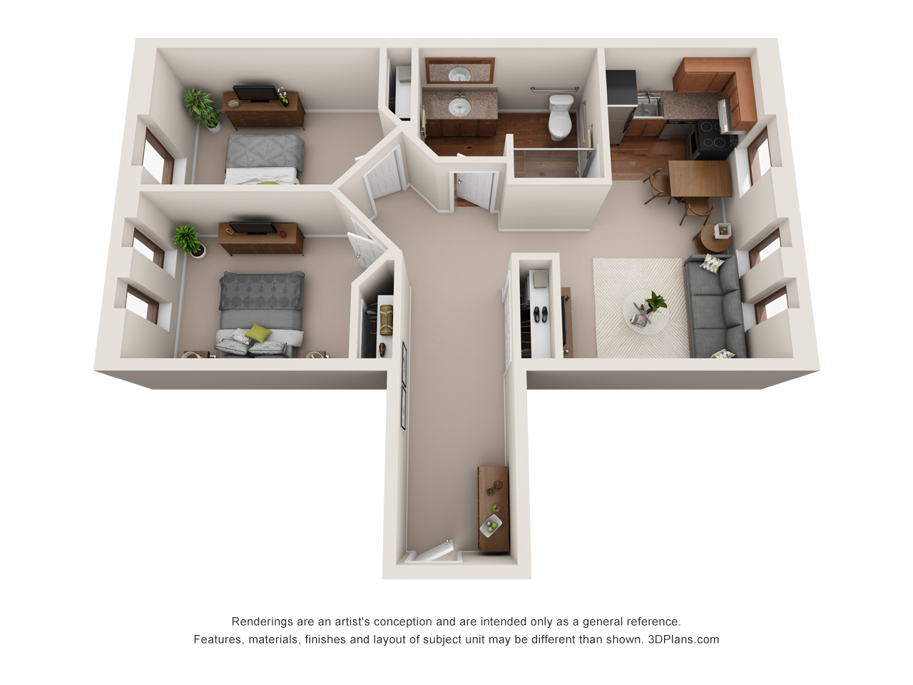 Independent Living 2 BR apartment floor plan at American House Grosse Pointe