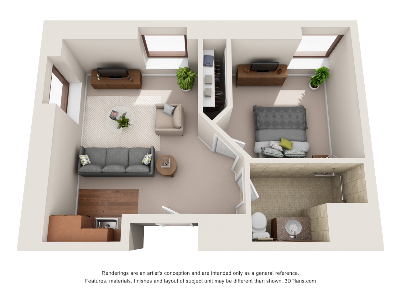 Assisted Living 1 BR apartment floor plan at American House Grosse Pointe