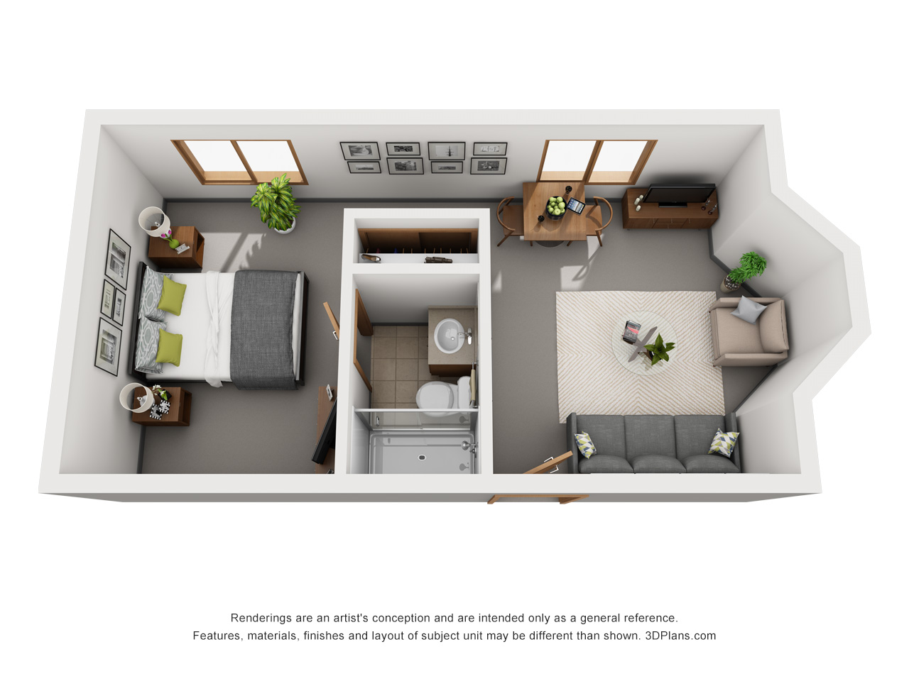 Independent/Assisted Living 1 bd 420 sqft floor plan at American House senior community in Holland, MI