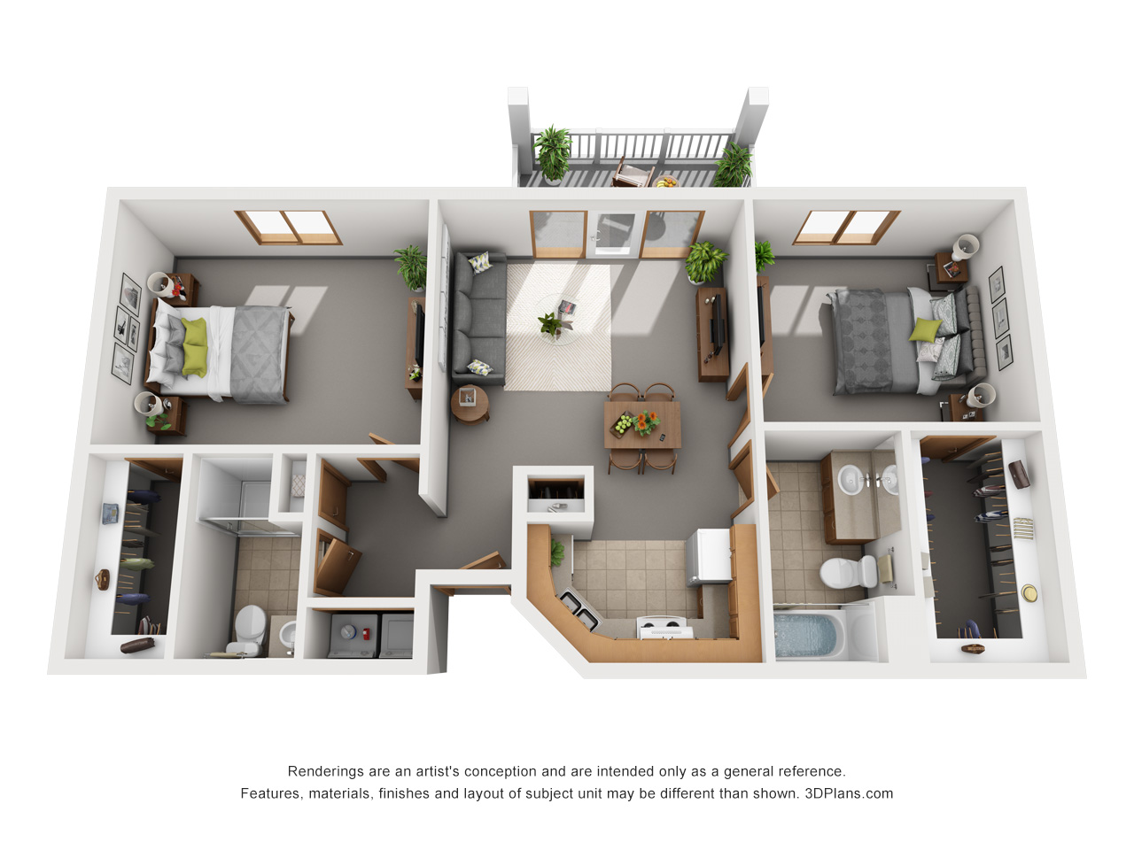 Independent Living 2 bd 1,085 sqft floor plan at American House Holland