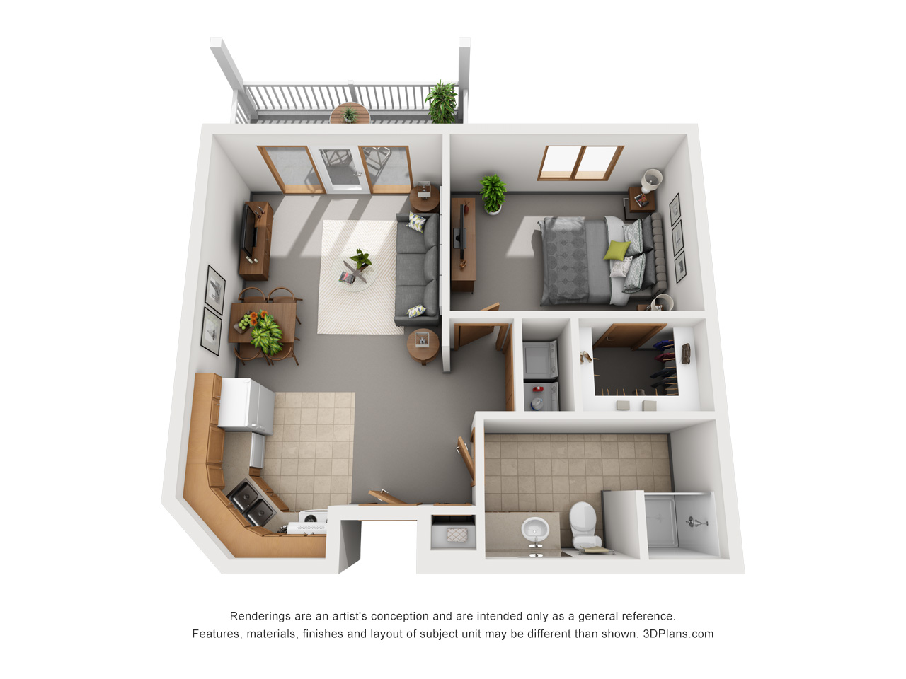 Independent Living 1 bd 645 sqft floor plan at American House senior community in Holland, MI