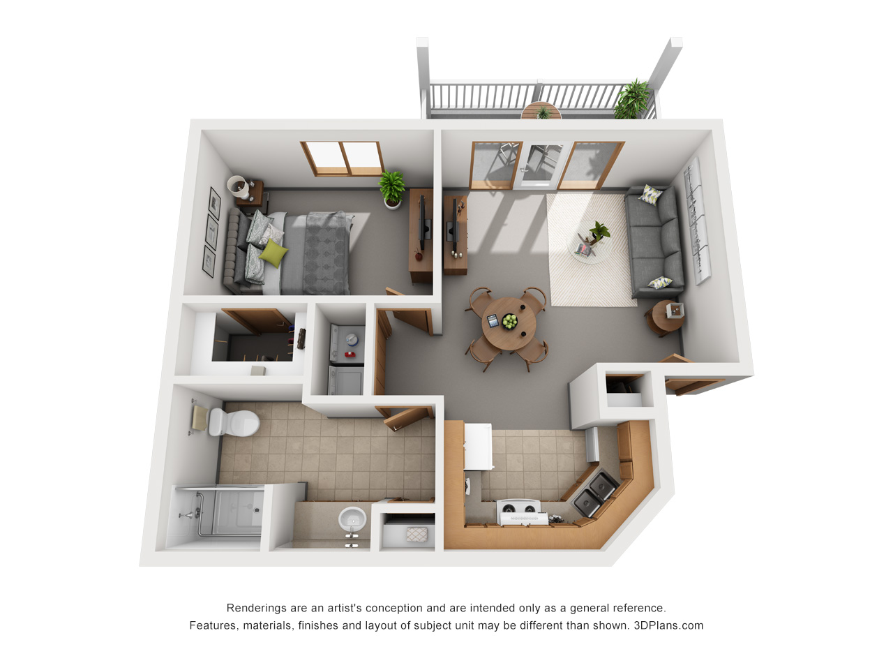 Independent Living 1 bd 670 sqft floor plan at American House senior community in Holland, MI