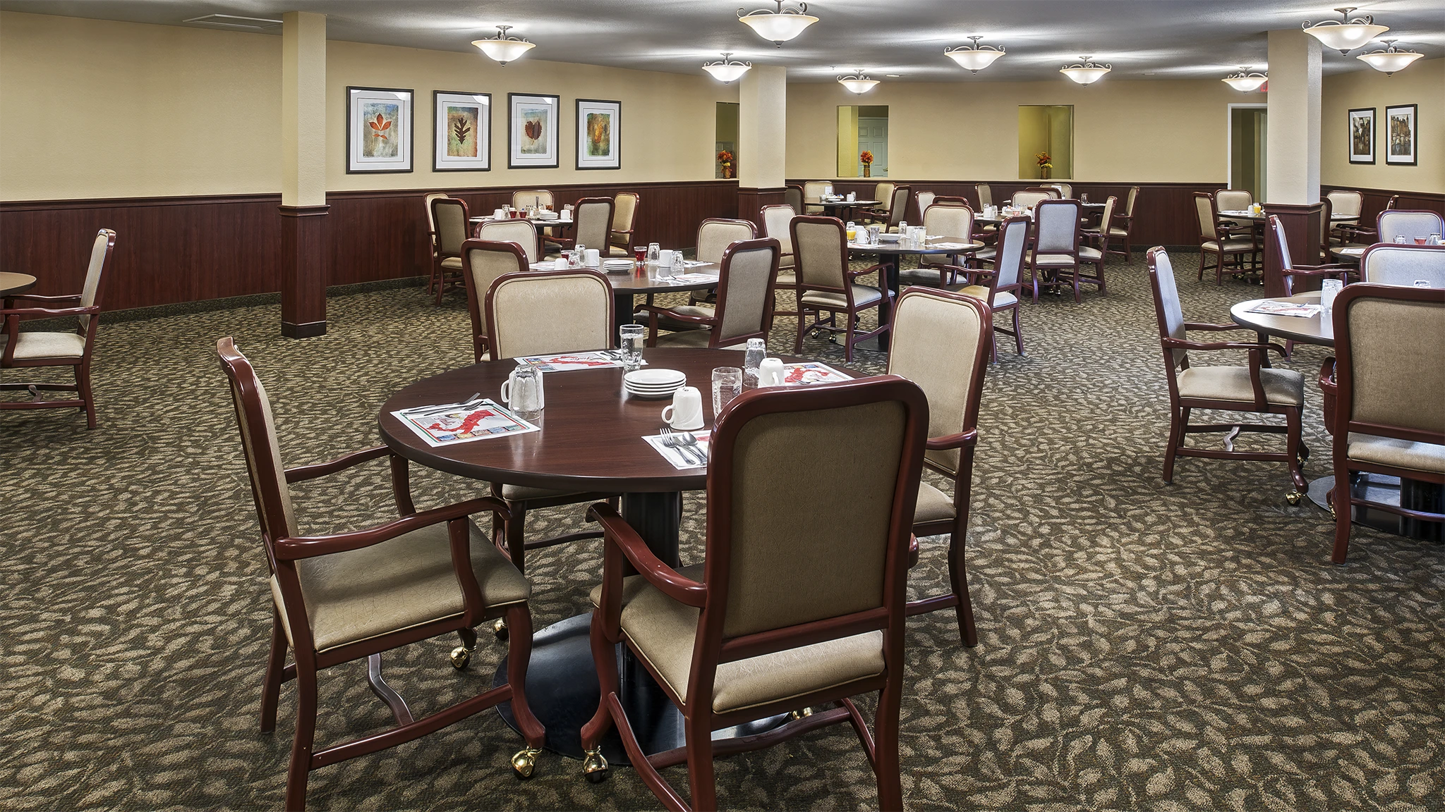 Dining room at American House Milford, an assisted living community in Milford, MI