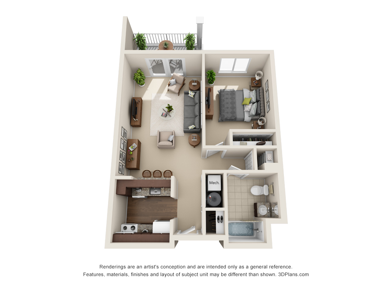 1 Bedroom Floor Plan at American House Southland Independent Living in Taylor, MI
